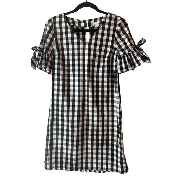 J.Crew Women's Gingham Tie Sleeve Dress XXS Picnic Minimalist French Cottagecore - Picture 1 of 8
